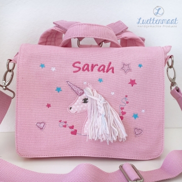 Kindergartentasche mit Namen und Einhorn Glitzer Kindergartenrucksack personalisiert